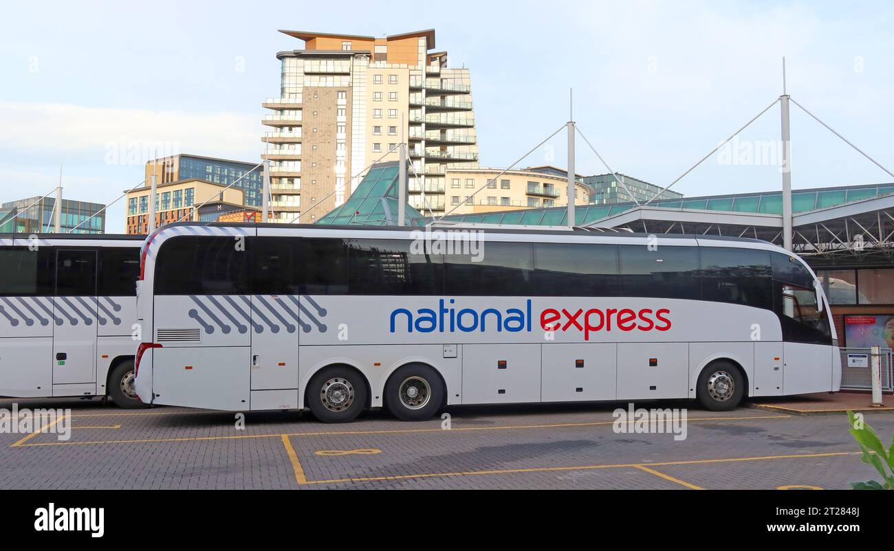 National Express-Busbahnhof, Dyer Street Coach Station, Leeds, West Yorkshire, England, Großbritannien, LS2 7LA Stockfoto