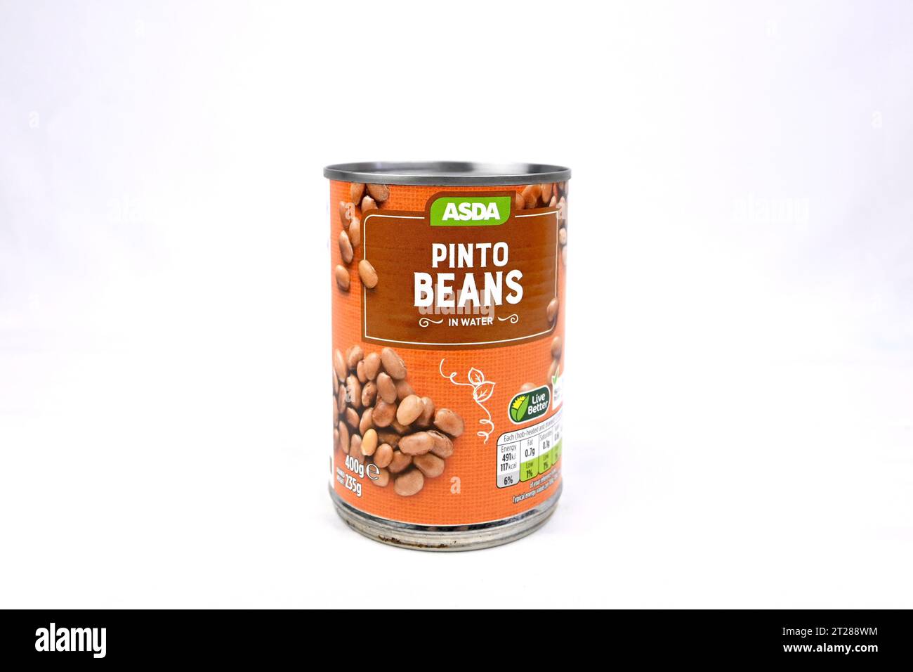 ASDA Pinto Beans in Water – Wales, Großbritannien – 10. Oktober 2023 Stockfoto