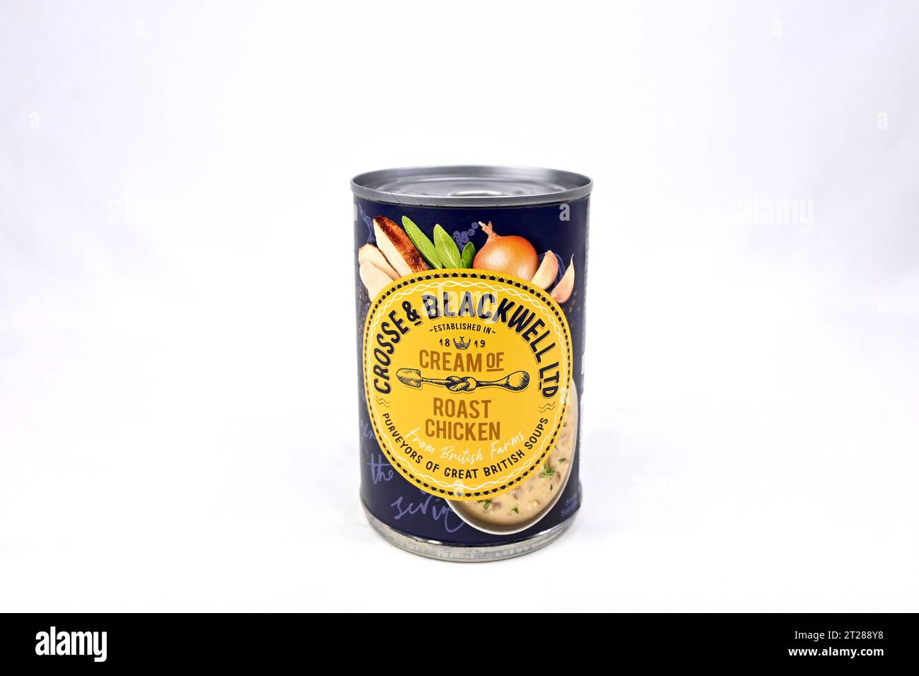 Crosse and Blackwell Best of British Cream of Roast Chicken Soup – Wales, UK – 10. Oktober 2023 Stockfoto