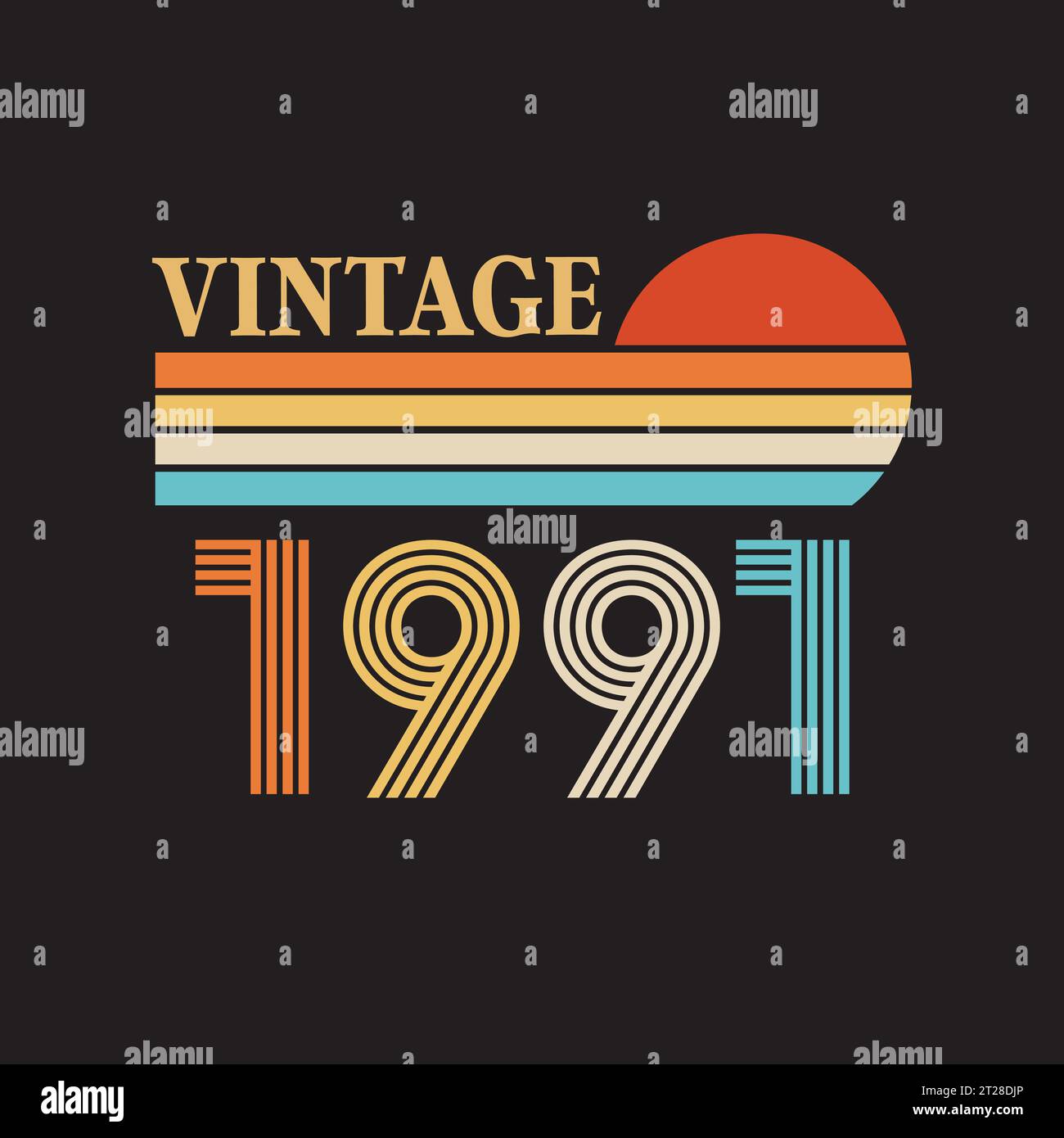 1991 Vintage T-Shirt Design Vektor Stock Vektor