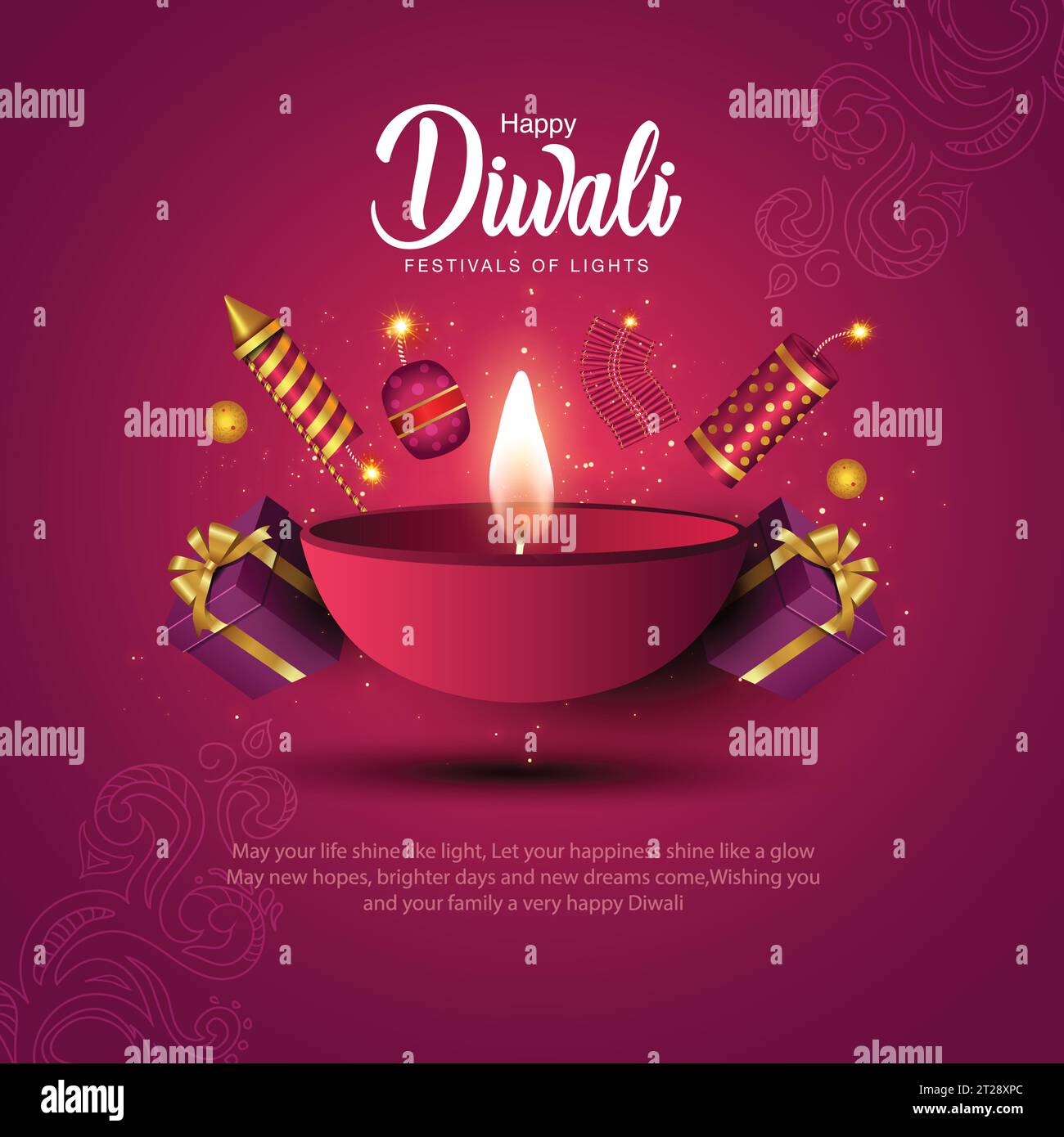 Frohes Diwali. Indische Lichtfeste mit Diwali-Elementen. vektor-Illustration. Stock Vektor