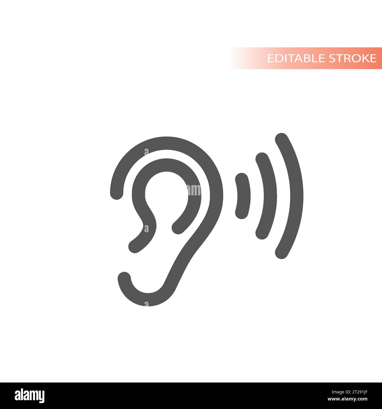 Symbol für das menschliche Ohr und die Hörlinie. Hören und Hörvektor. Stock Vektor