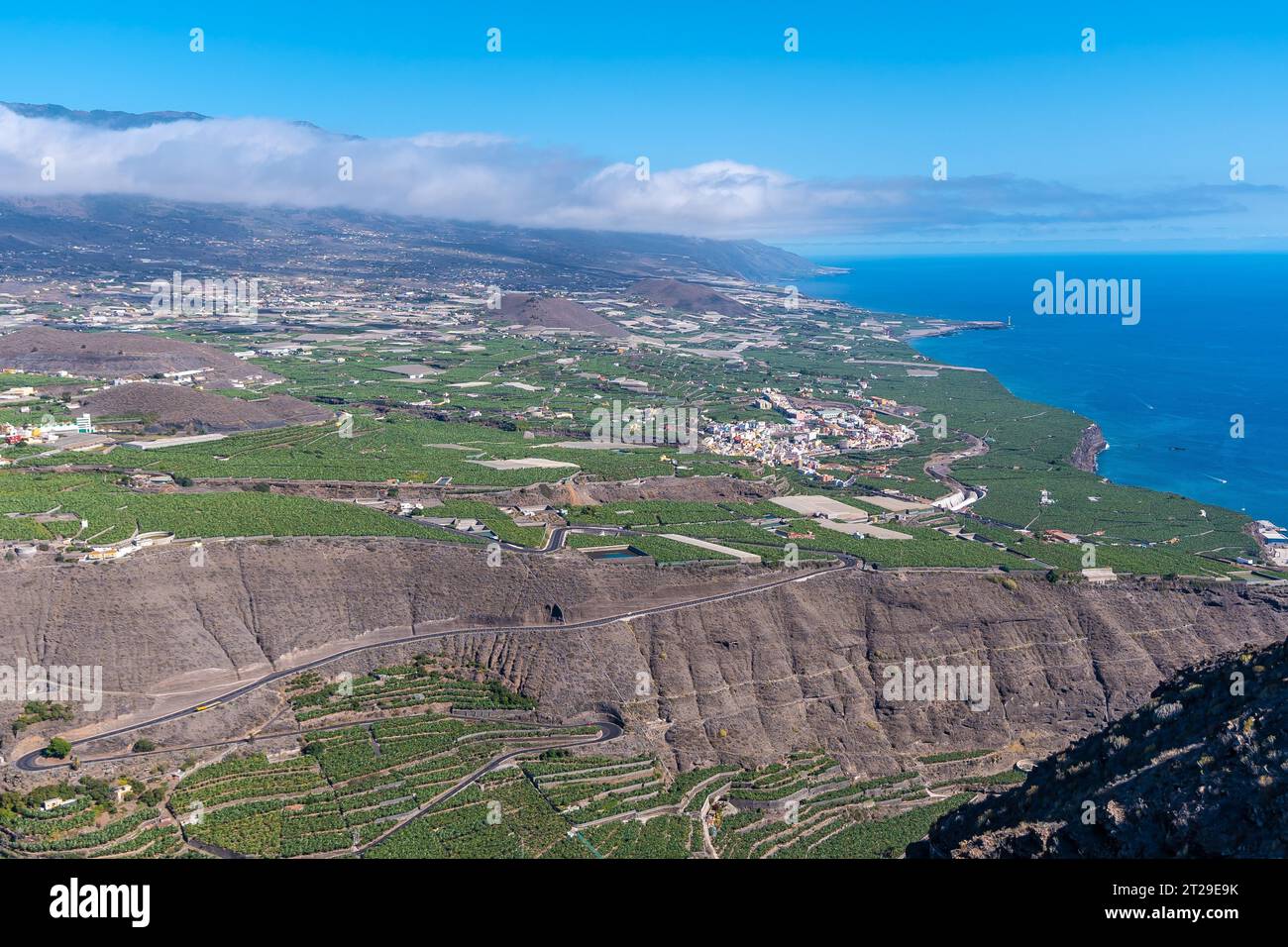 Blick von oben auf die Stadt Tazacorte auf der Insel La Palma, Kanarische Inseln. Spanien Stockfoto
