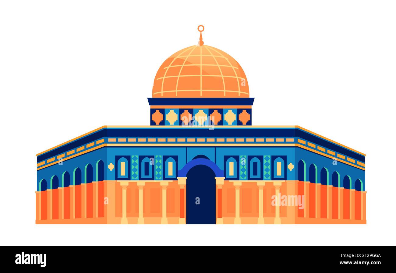 Al-Aqsa Moschee: Modernes, flaches Design mit Einzelbild Stock Vektor