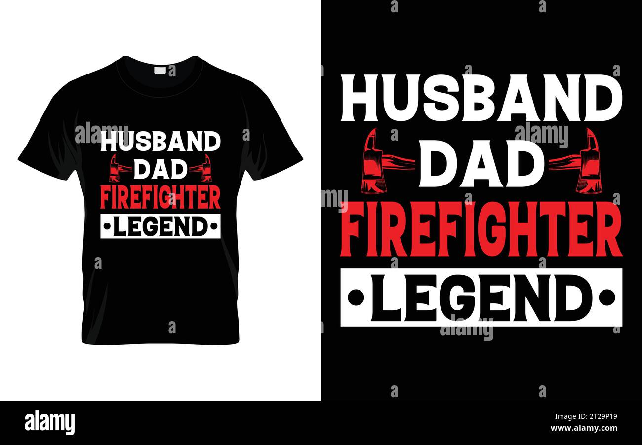 Ehemann Dad Firefighter Legend lustiges Firefighter T-Shirt Stock Vektor