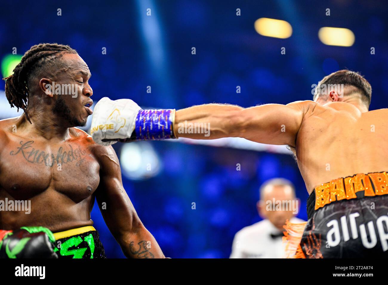 Manchester, Großbritannien. Tommy Fury bekämpft KSI während der Prime Card-Veranstaltung in der Manchester Arena. Wut gewann durch Mehrheitsentscheidung. Quelle: Benjamin Wareing/Alamy Live News Stockfoto