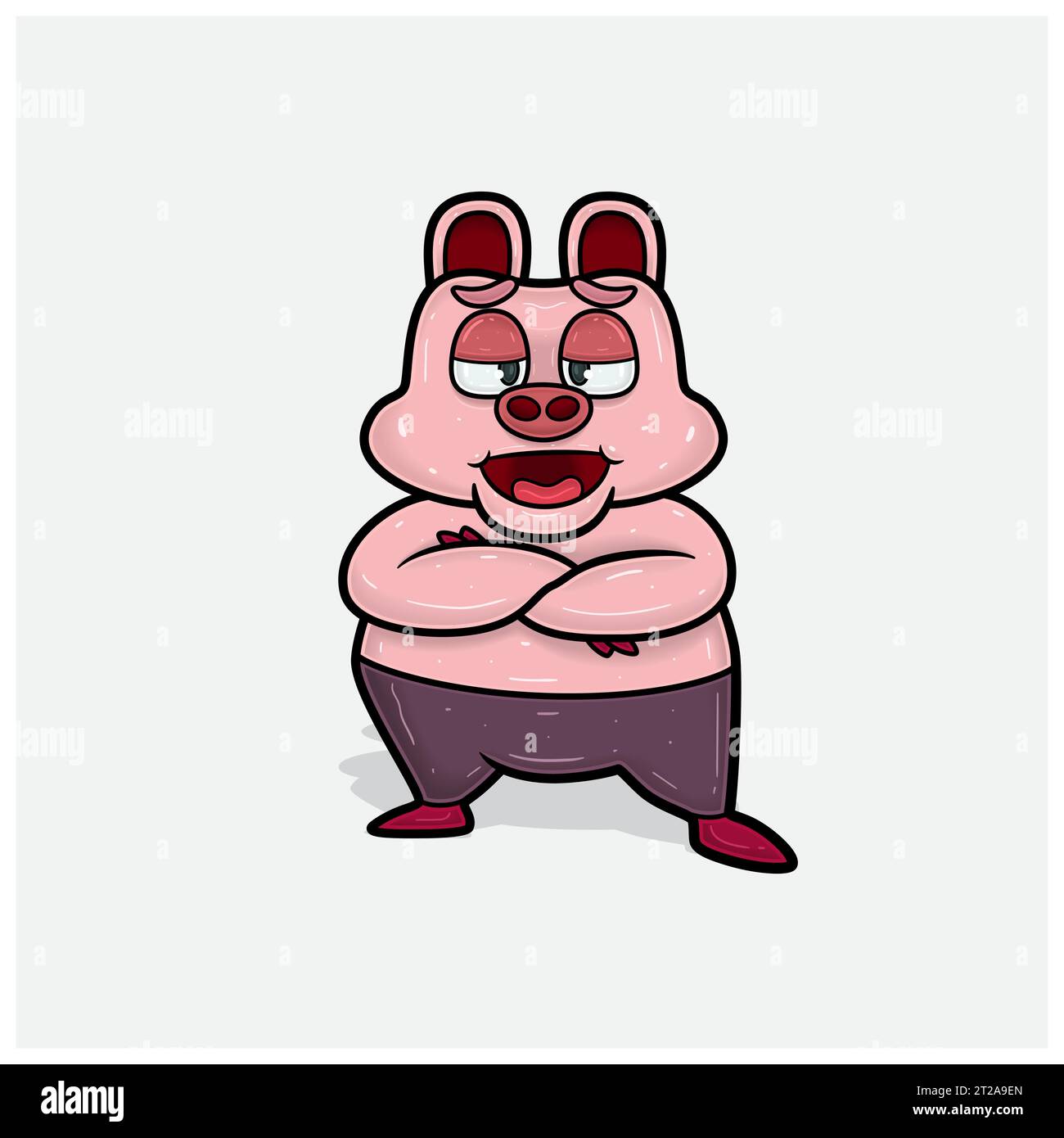 Pig-Charakter-Cartoon Mit Relax. Vektoren und Illustrationen. Stock Vektor