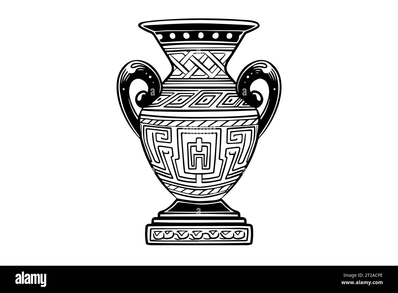 Set mit handgezeichneter Tuschenskizze der alten Vase. Vektorillustration mit Gravur. Stock Vektor