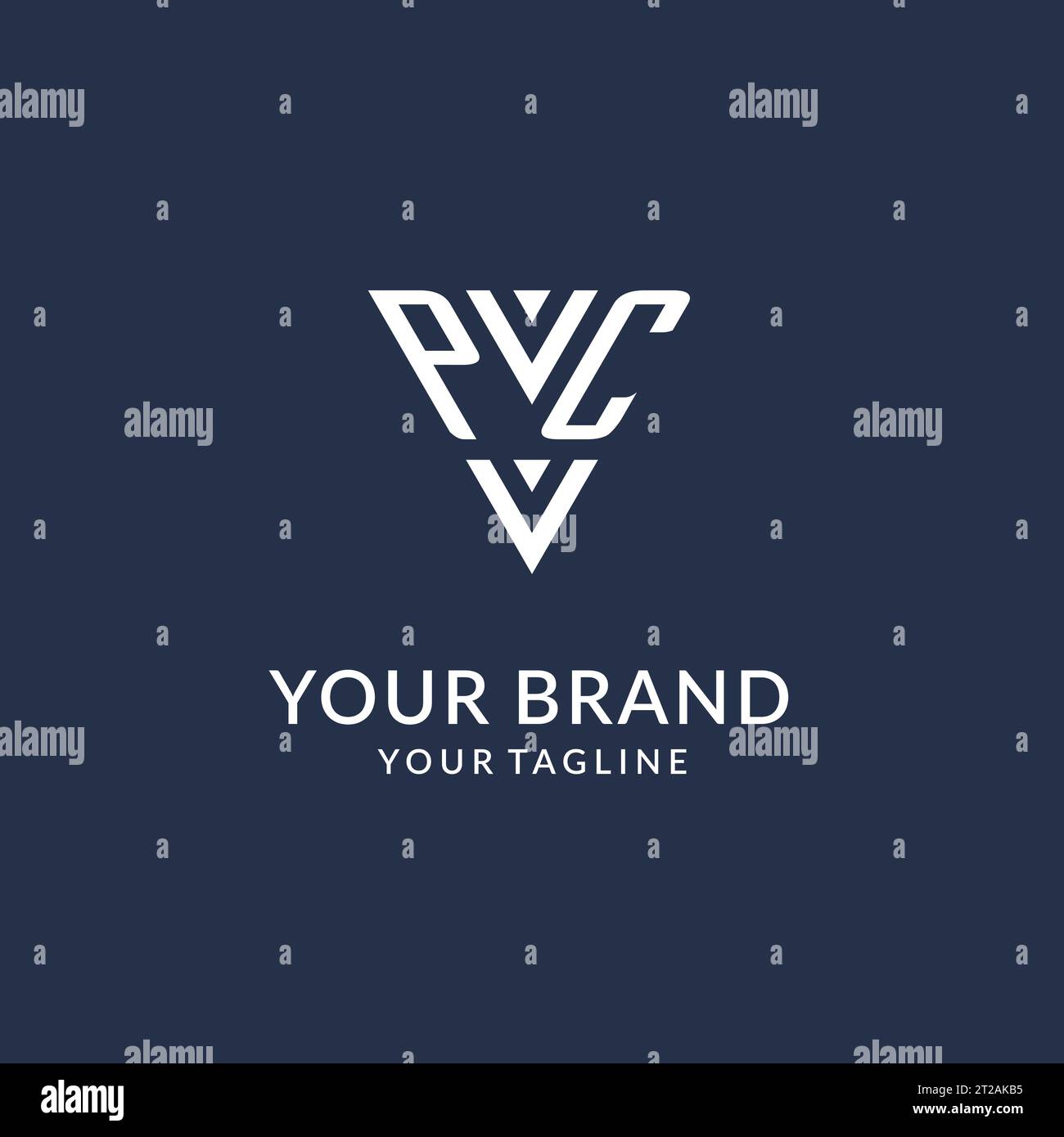Design-Ideen für PC-Dreieck-Monogramm-Logo, kreatives Initial Letter-Logo mit dreieckigem Logo-Vektor Stock Vektor