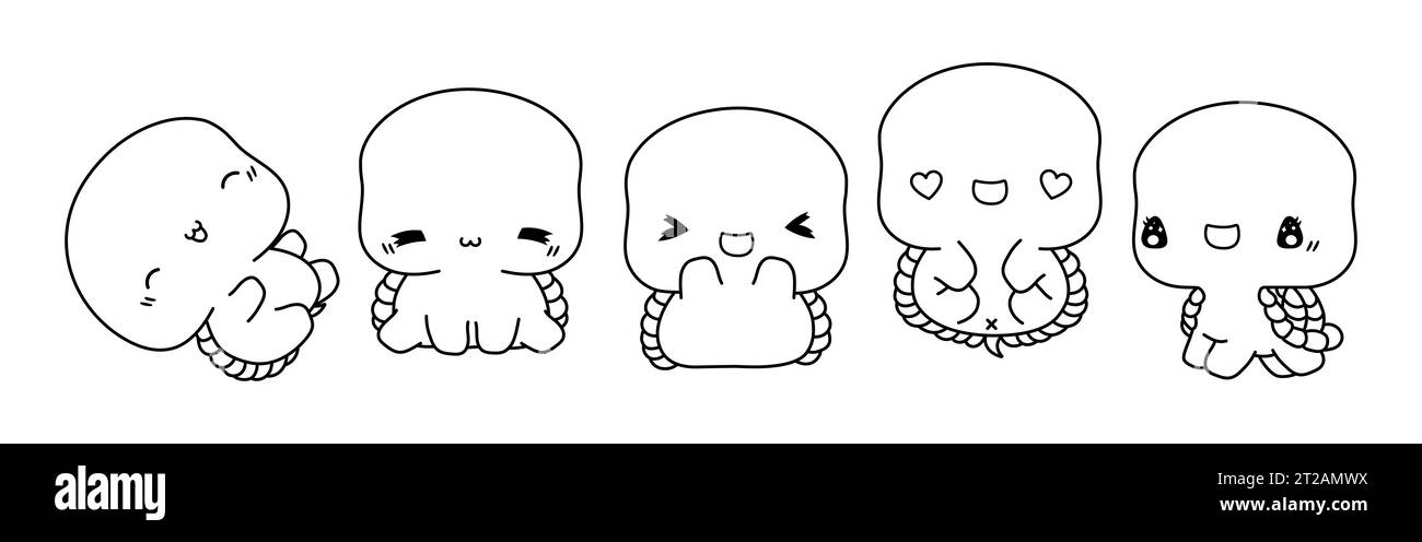 Sammlung von Vektor-Cartoon-Schildkröte-Malseite. Set von Kawaii isolierten Tierumrissen Stock Vektor