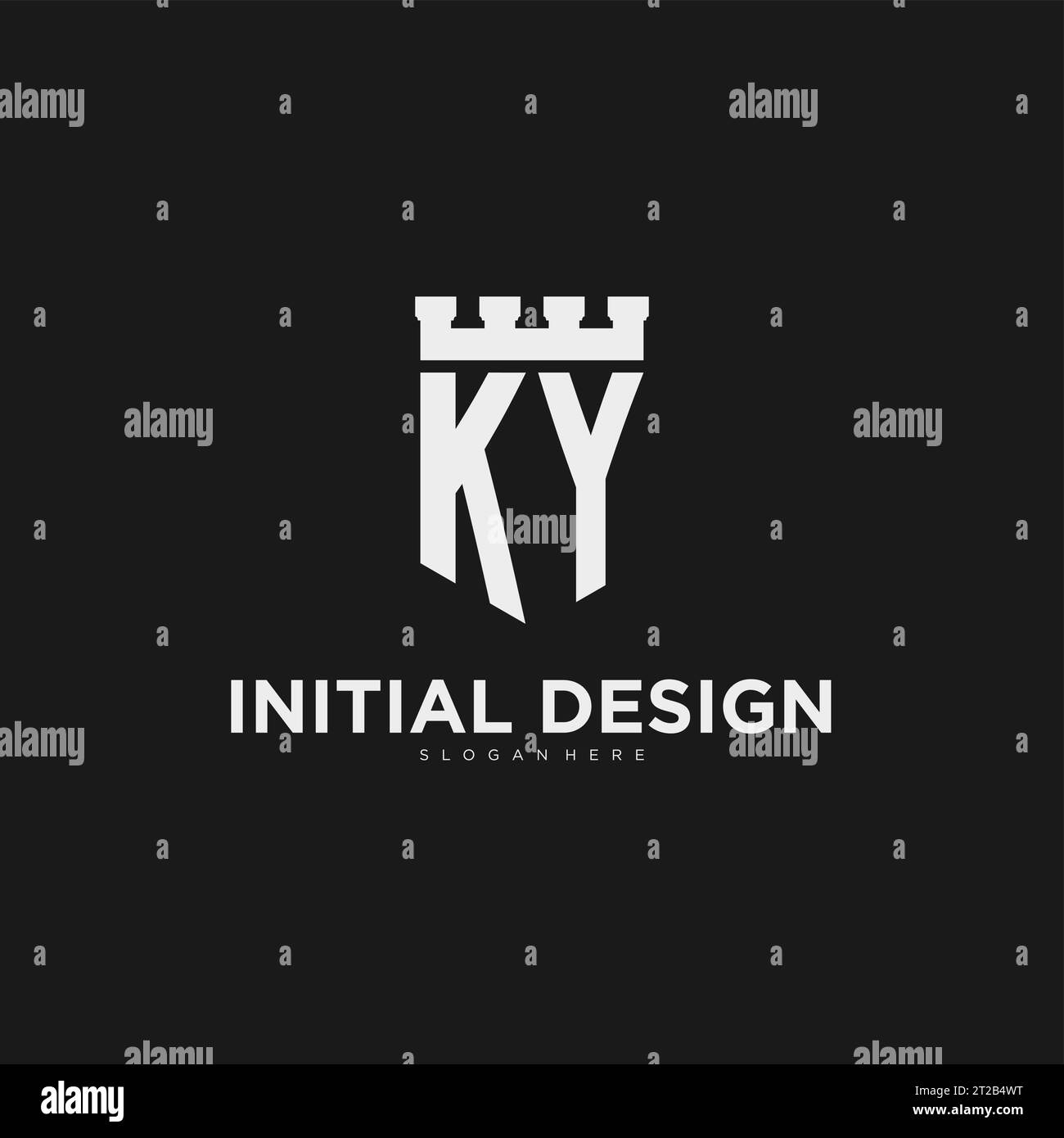 Initialen KY-Logo-Monogramm mit Schild und Festung Design Vektorgrafik Stock Vektor