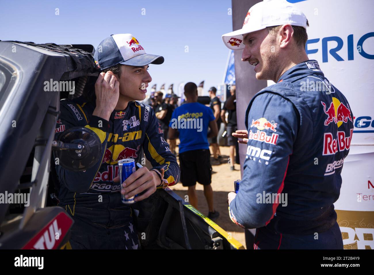 QUINTERO Seth (usa), Red Bull Off-Road Junior Team USA, Can-am Maverick X3, FIA W2RC, GUTHRIE Mitch (usa), Red Bull Off-Road Junior Team USA von BFG, Taurus T3M, FIA W2RC, Porträt während der 5. Phase der Rallye du Maroc 2023, am 18. Oktober 2023 in Merzouga, Marokko Stockfoto