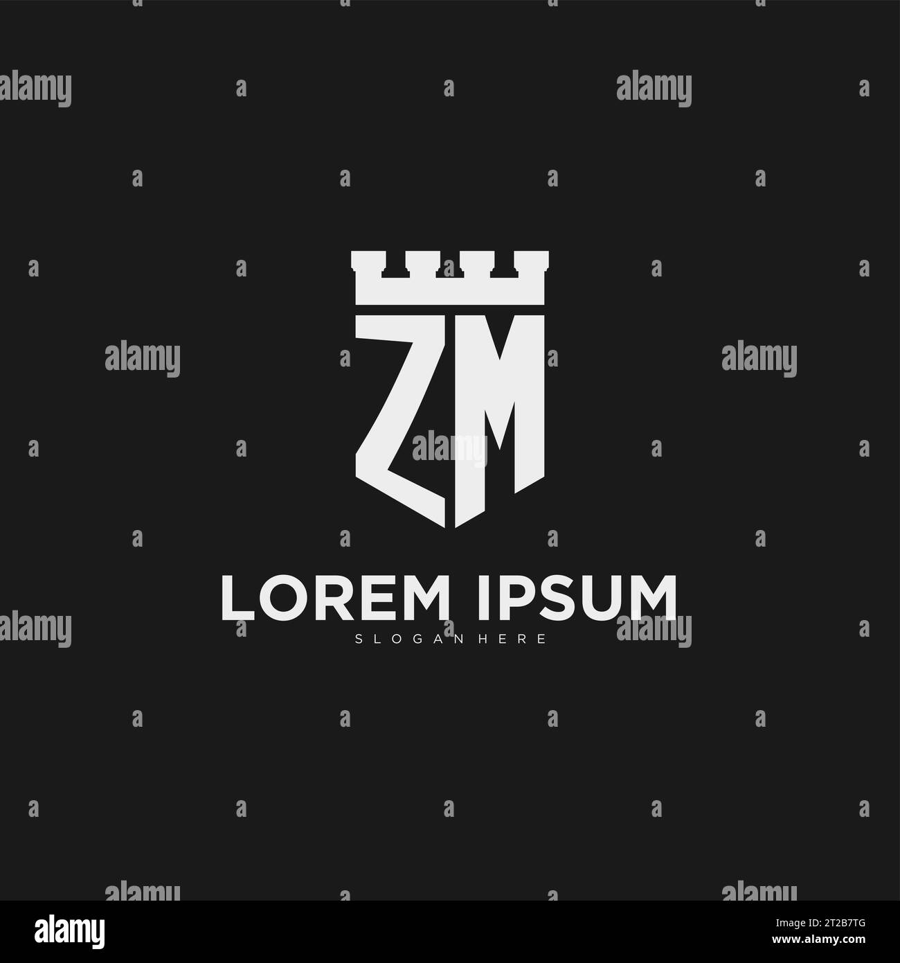 Initialen ZM-Logo-Monogramm mit Schild und Festung Design Vektorgrafik Stock Vektor