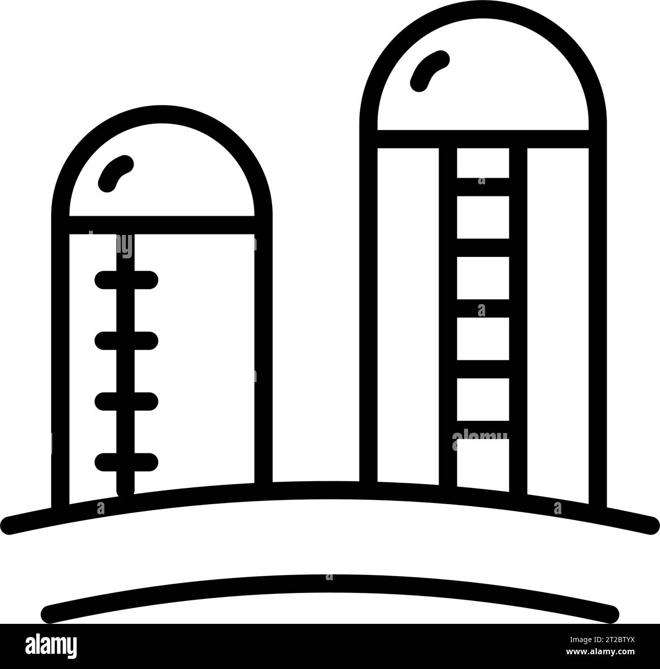 Symbol für Kornsilolinie. Lineares Schild für mobiles Konzept und Webdesign. Symbol für den Umriss des Landwirtschaftssilo. Symbol, Logo-Abbildung. Vektorgra Stock Vektor