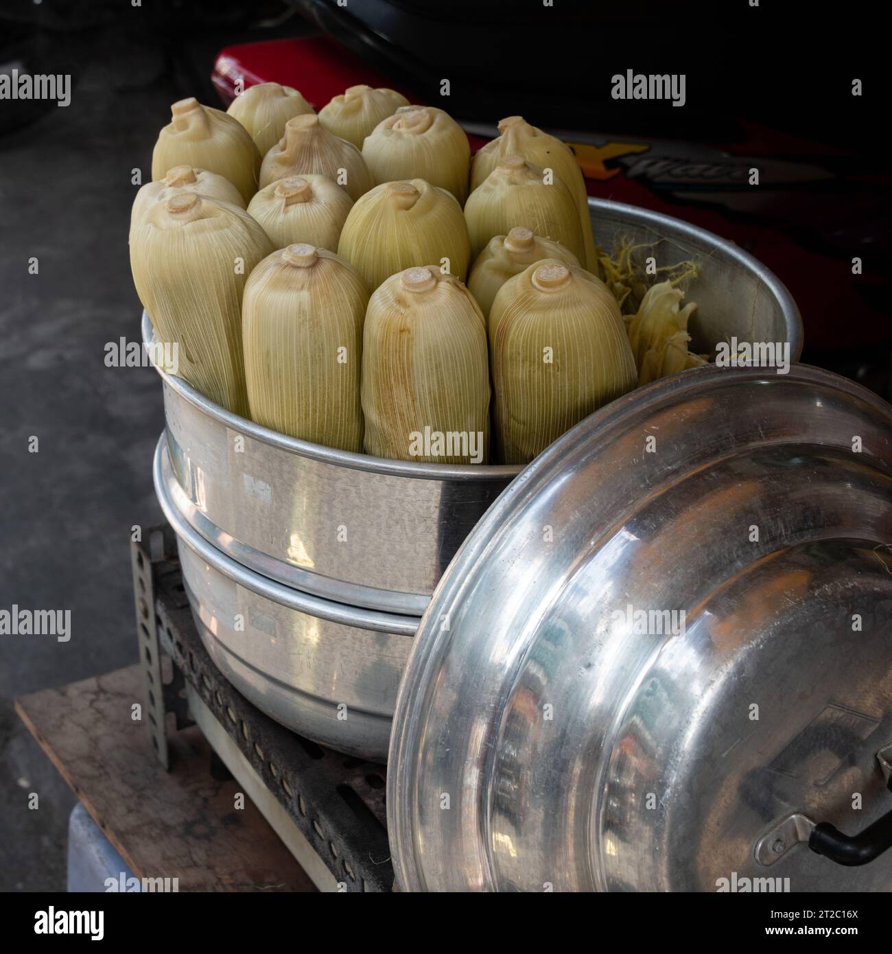 Gekochtes Corn Street Food, Saigon, Vietnam Stockfoto