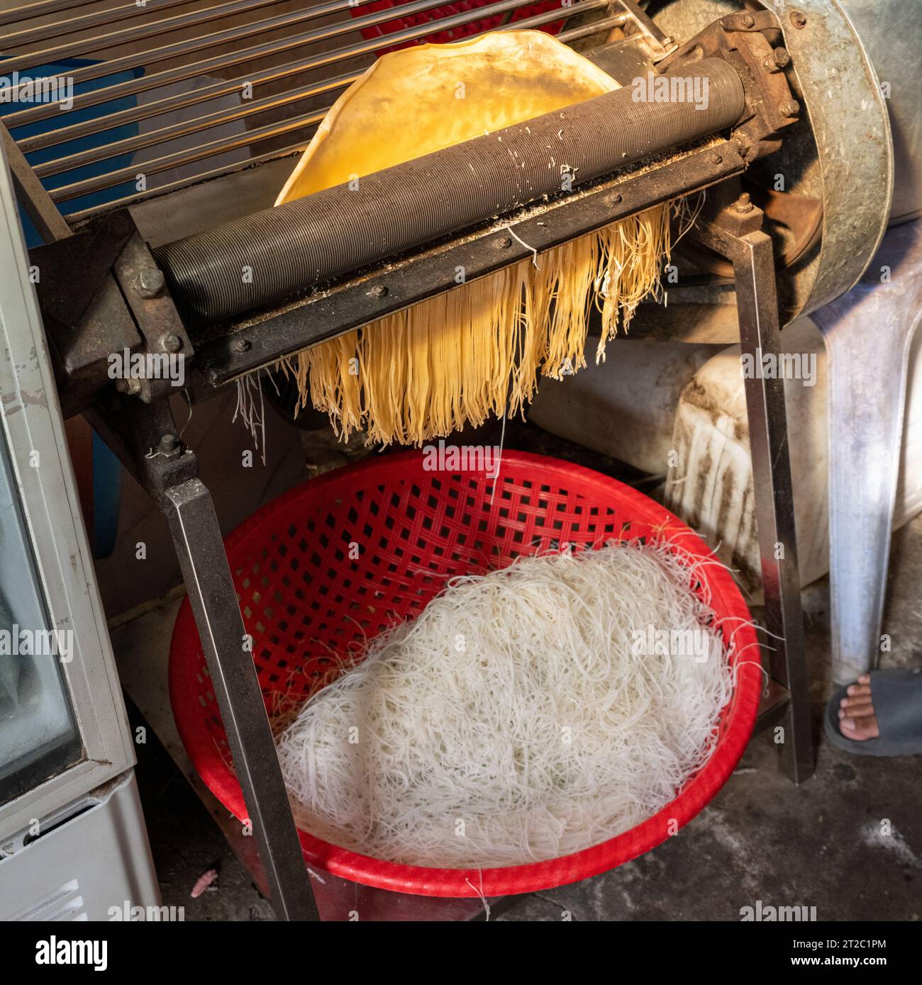 Reiskuchen Machen, Mekong Delta, Vietnam Stockfoto