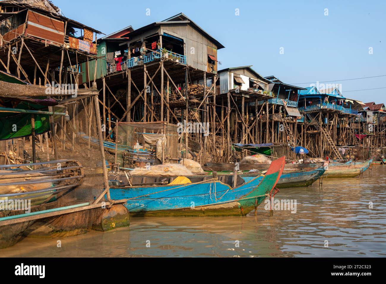Dorfleben im schwimmenden Dorf Kampong Phluk, Lake Tonle SAP, Siem Reap, Kambodscha Stockfoto