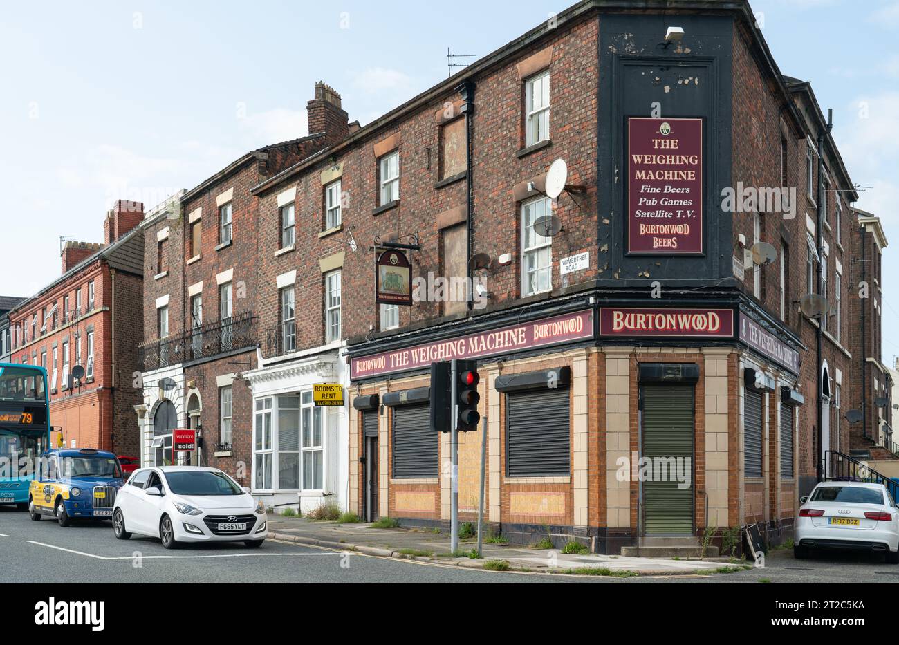 The Wiegemaschine Pub, 7 Wavertree Road, Edge Hill, Liverpool 7. Aufnahme im August 2023. Stockfoto