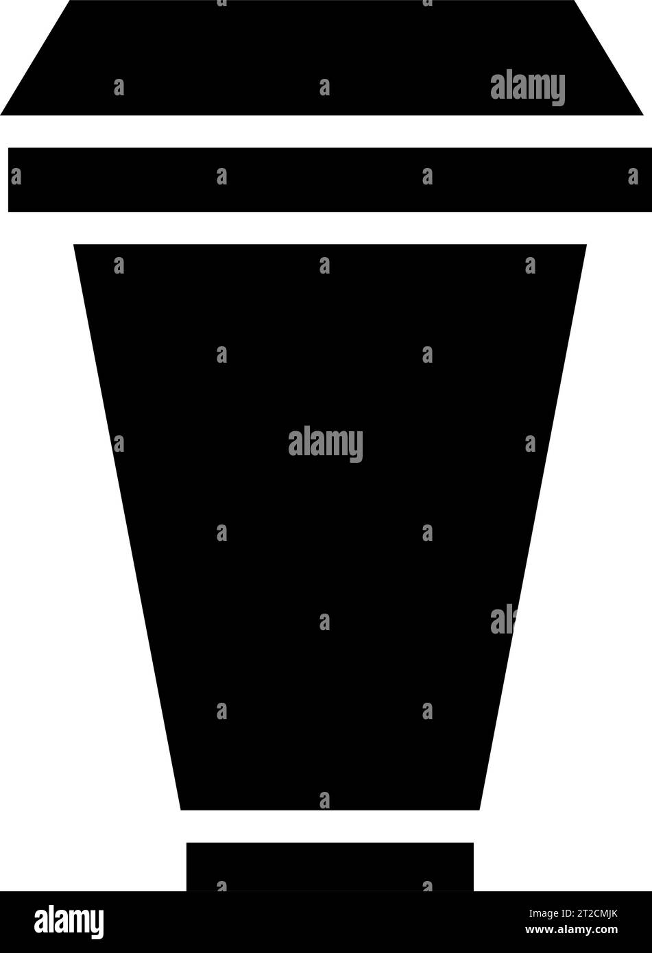Schwarzes abstraktes vereinfachtes Pappkaffeetasse-Symbol auf weißem Hintergrund Stock Vektor