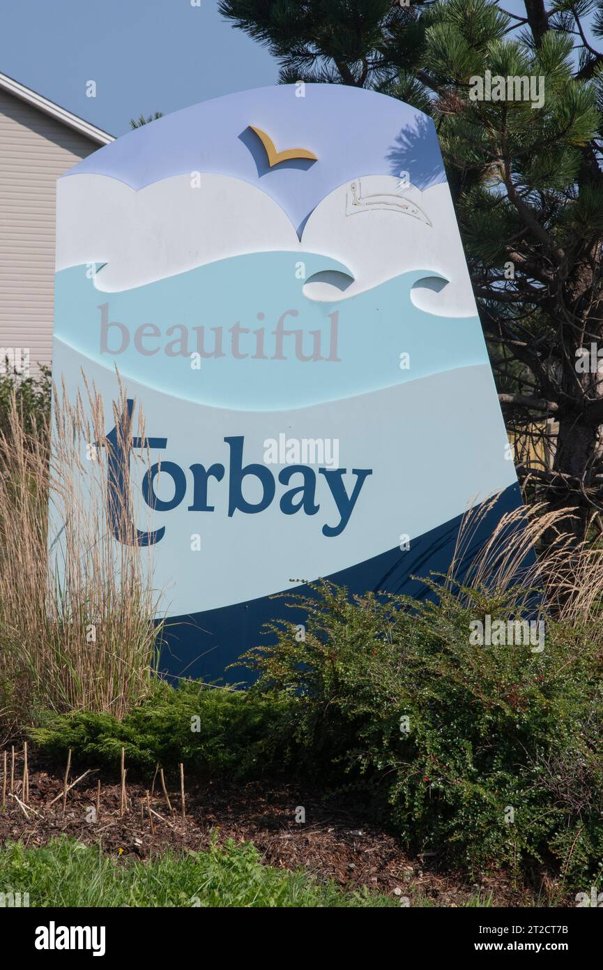 Willkommen im schönen Schild der Stadt Torbay in Neufundland & Labrador, Kanada Stockfoto