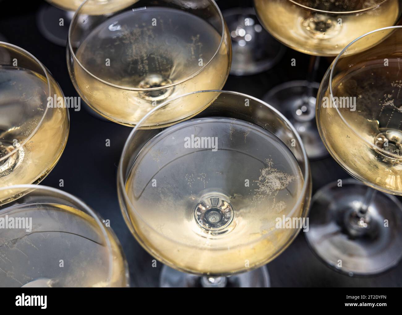 Gläser Champagner bei einer Party/gesellschaftlichen Veranstaltung Stockfoto