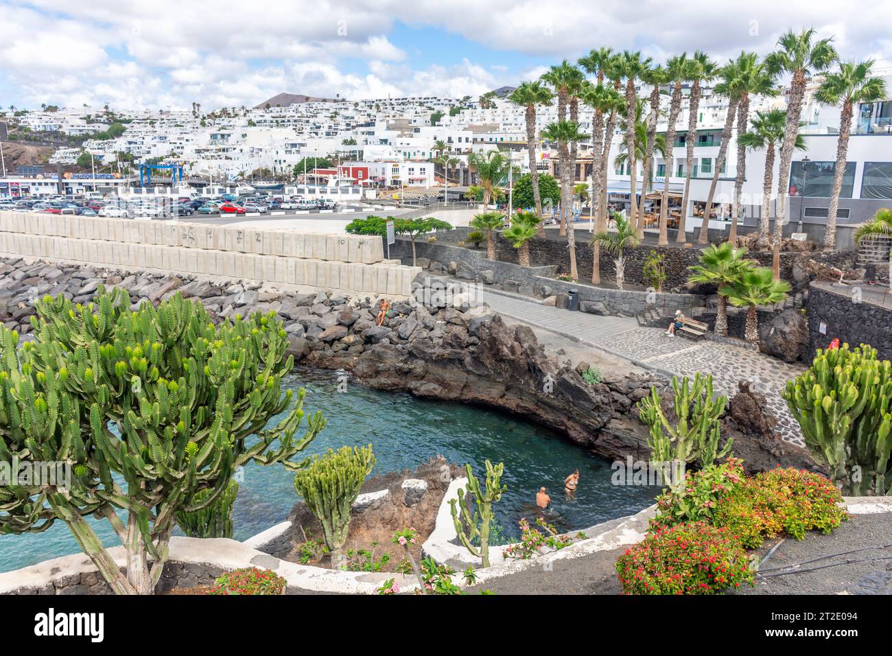Kleine Bucht am Altstadthafen, Puerto del Carmen, Lanzarote, Kanarischen Inseln, Königreich Spanien Stockfoto