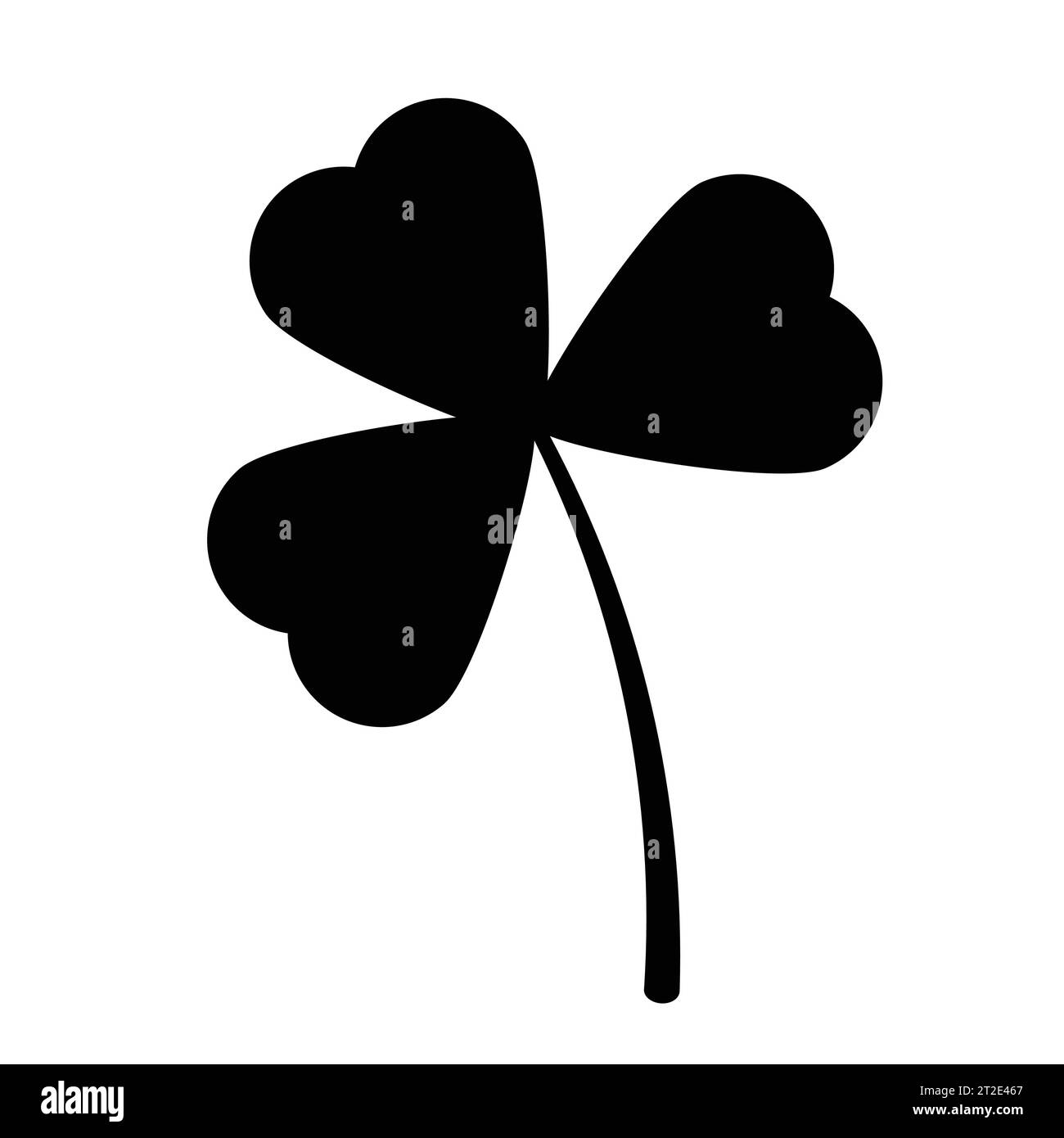 Schwarze Silhouetten von Kleeblatt. Symbol des St. Patricks-Tages, Symbol des Kleeblattes. Vektorillustration isoliert auf weißem Hintergrund. Stock Vektor