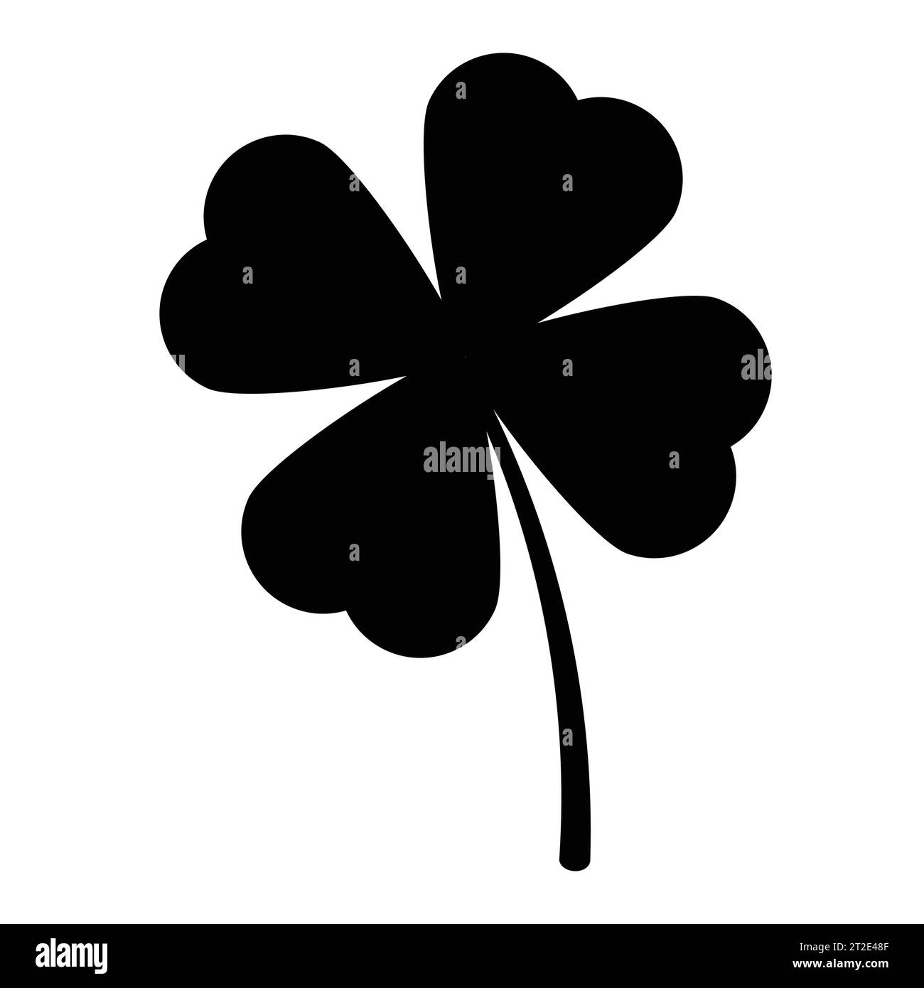 Schwarze Silhouetten von Kleeblatt. Symbol des St. Patricks-Tages, Symbol des Kleeblattes. Vektorillustration isoliert auf weißem Hintergrund. Stock Vektor