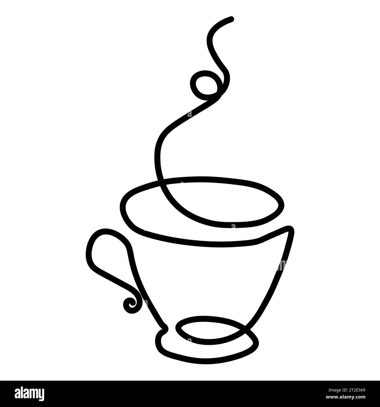 Durchgehende Linie zeichnen von Tasse Kaffee. Vector Illustration. Konzept für Logo, Karte, Banner, Poster, Flyer Stock Vektor