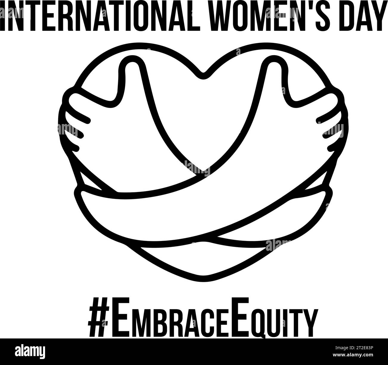 Internationaler Frauentag 2023 Umarmung Equity 8. März 2023. Frauen in Führungspositionen, Frauen-Empowerment, Gleichstellungskonzepte. Vektorillustration Stock Vektor