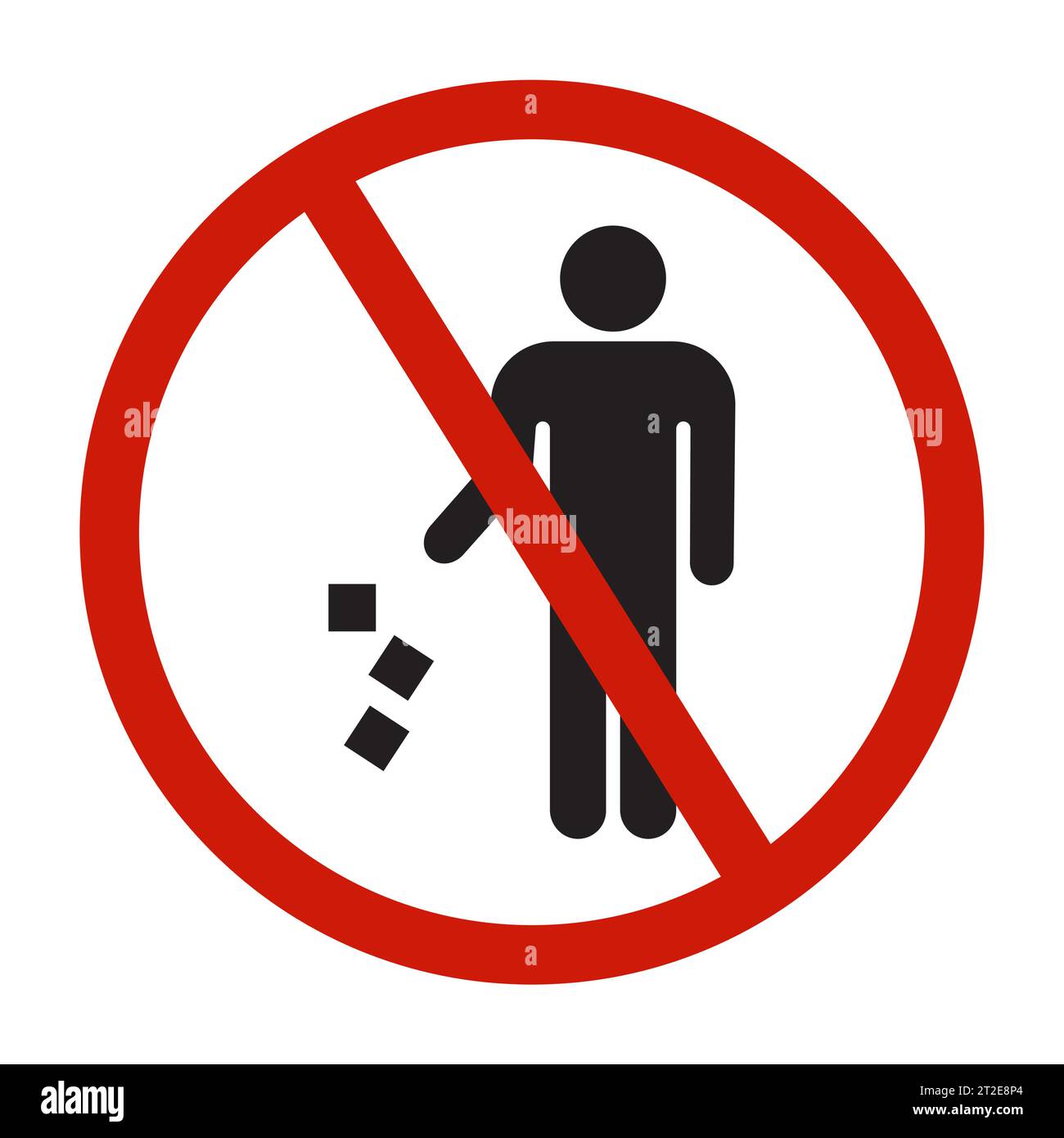 Kein Müll erlaubt Schild, durchgestrichener Müll Stab Mann. Vektor-Illustration Stock Vektor
