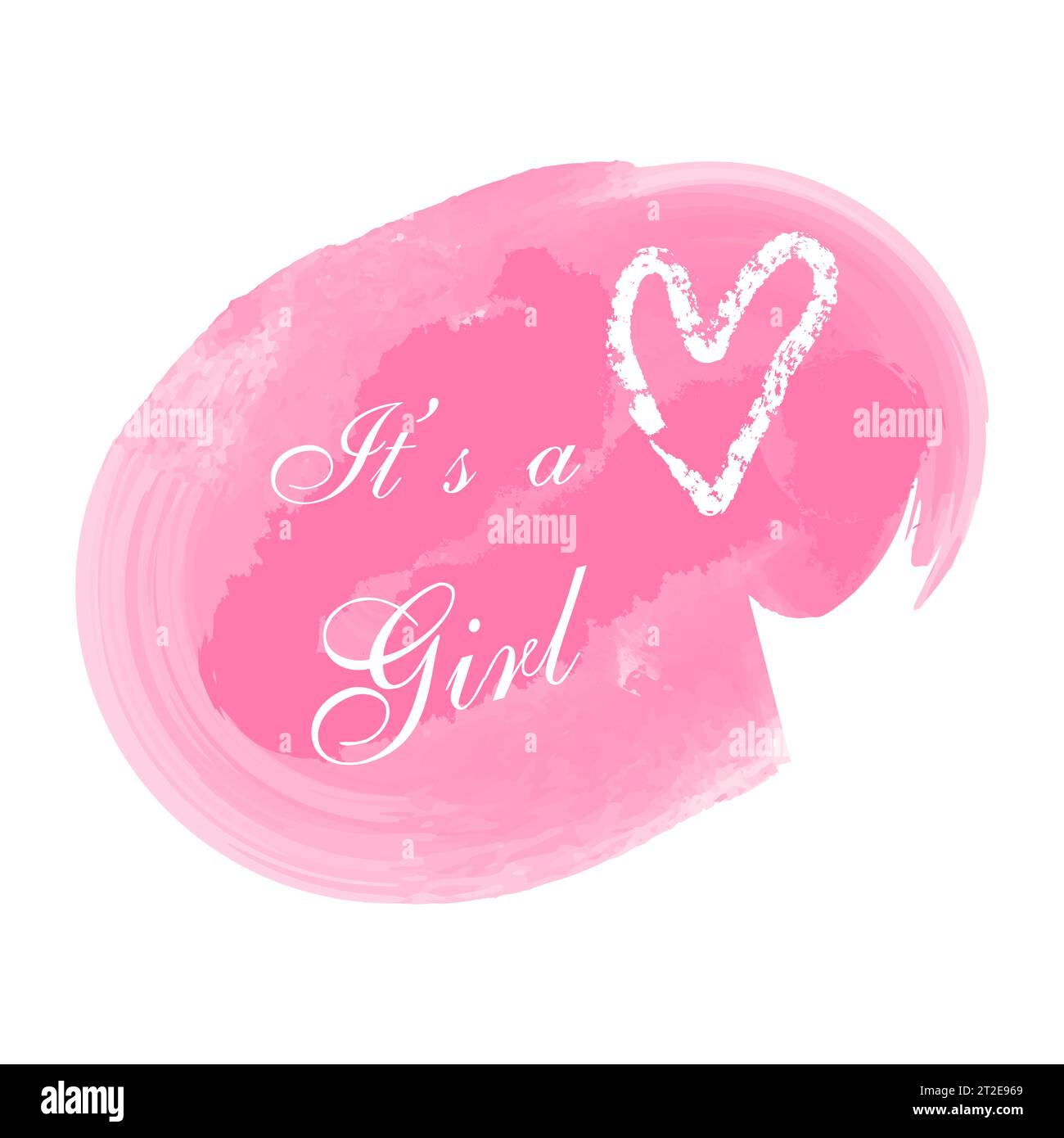 Vektor-Grußkarte. Babyduschkarte. Designelement für die Ansagekarte für Babys. Es ist ein Mädchen-Schriftzug. Stock Vektor