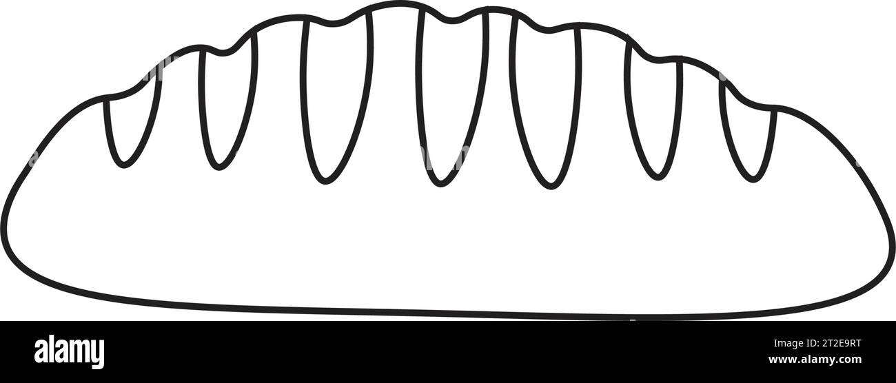 Gebackenes Baguette aus Weizen. Isoliert auf weißem Hintergrund. Handgezeichnete Illustration im Doodle-Stil. Perfekt für Karten, Dekorationen, Logo, Menü, verschiedene Desigmente Stock Vektor