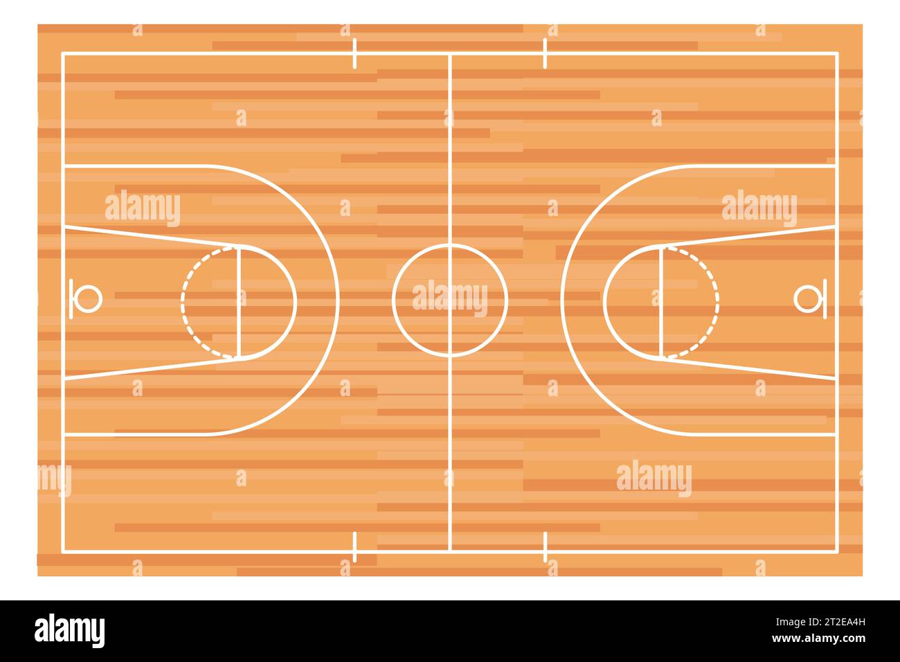 Hölzerner Basketballfußboden mit Blick von oben, Parkett im Fitnessstudio, Basketballfeld. Vektorabbildung Stock Vektor