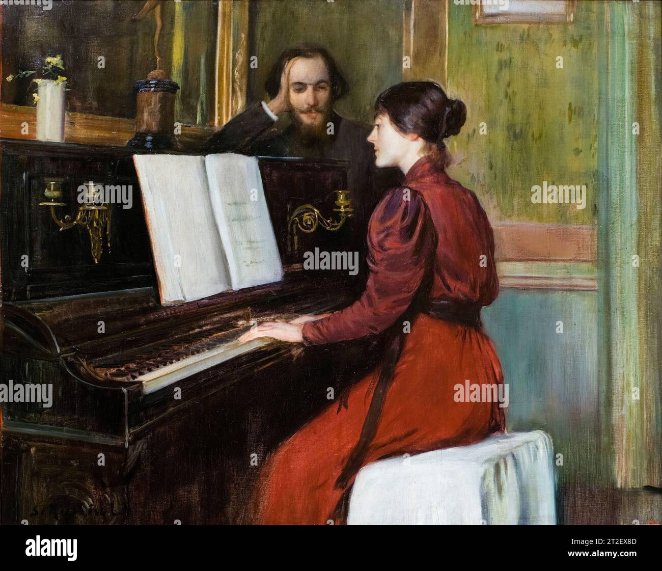 Santiago Rusinol Gemälde, Eine Romantik, Öl auf Leinwand, 1894 Stockfoto