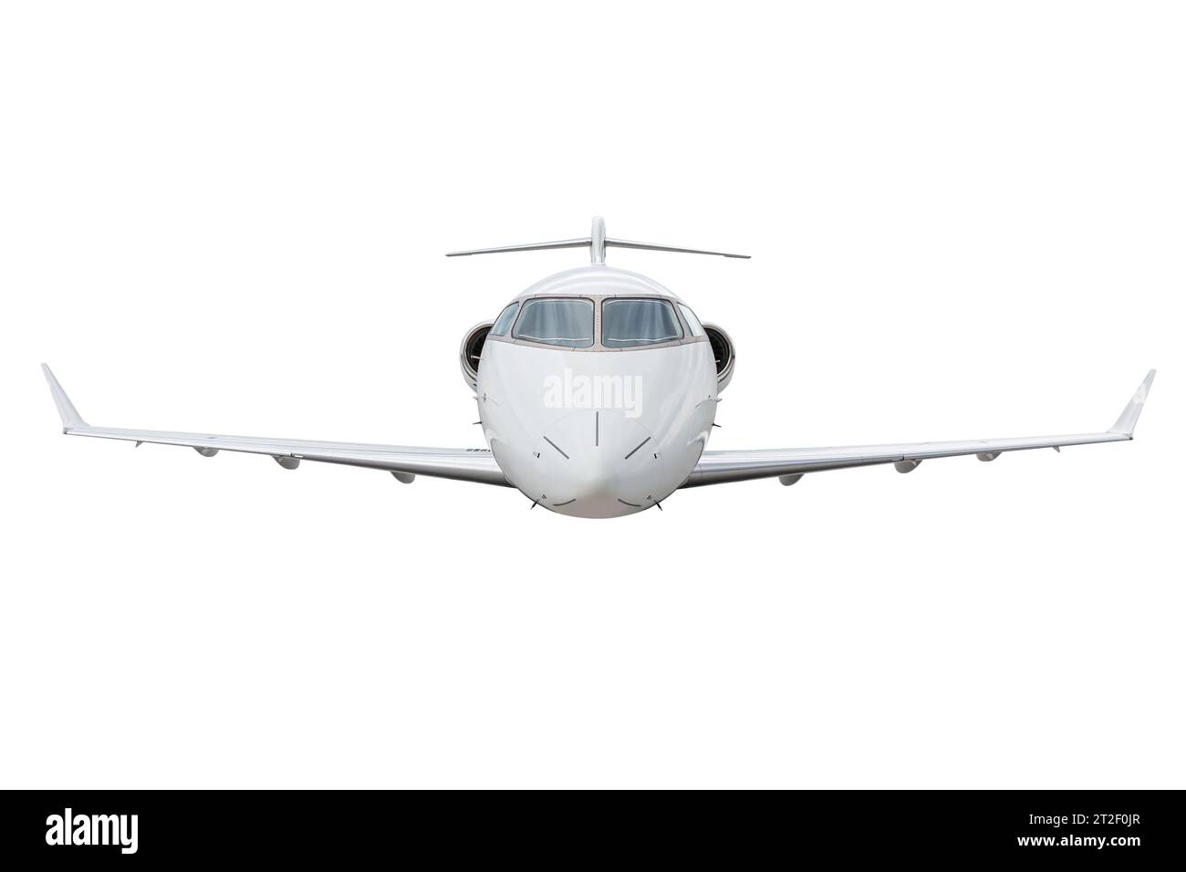 Vorderansicht des Unternehmensflugzeugs, isoliert auf weißem Hintergrund Stockfoto