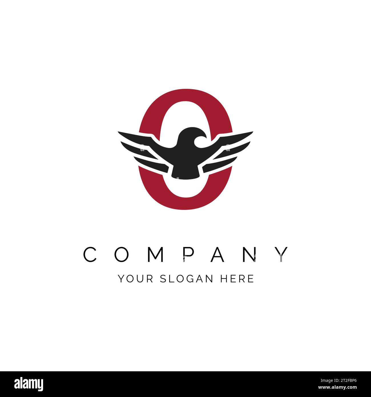 O Letter Logo, Eagle Wings Logo, Falcon Logo Vorlage Vektor Illustration Design Icon Symbol. Buchstabe O mit Adlersymbol Stock Vektor
