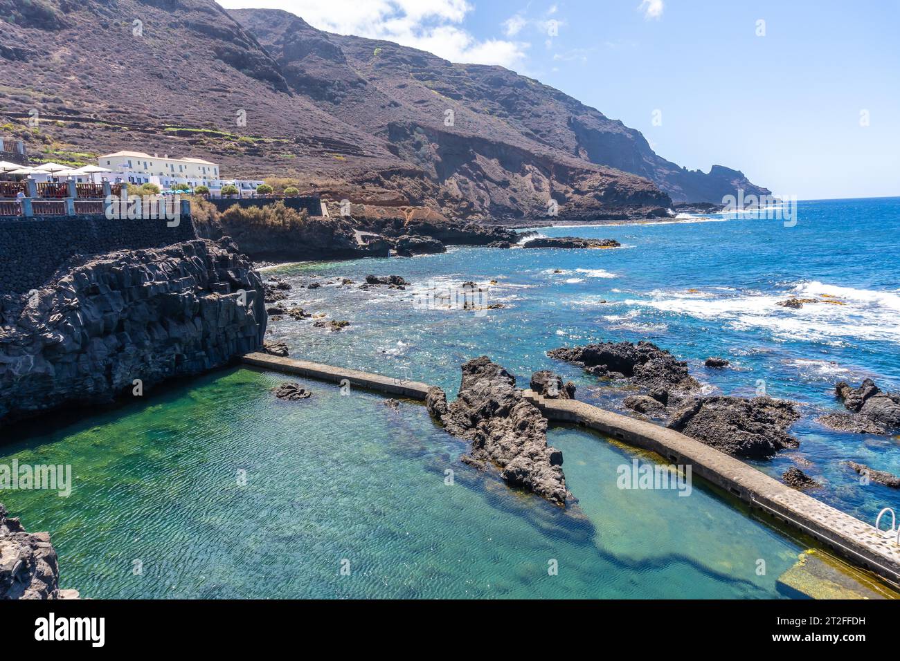 Wunderschöne natürliche Pools von La Fajana an der Nordostküste auf der Insel La Palma, Kanarische Inseln. Spanien Stockfoto