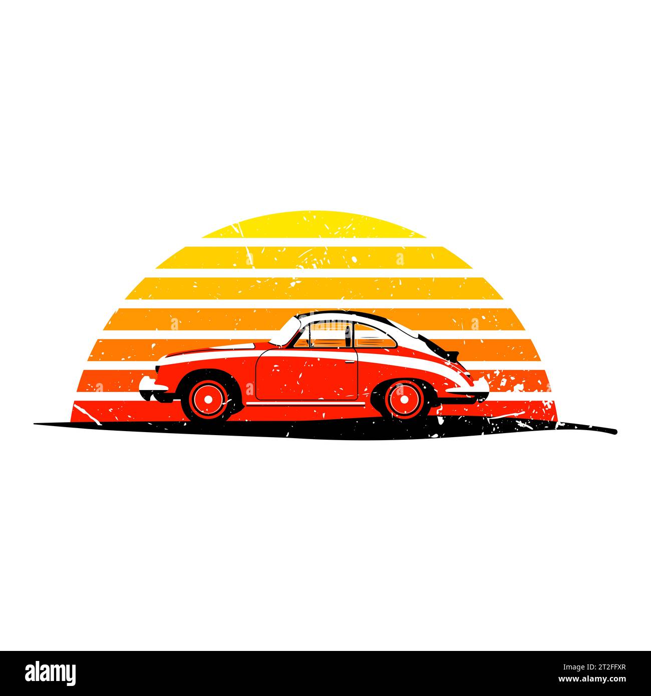 Retro-Auto auf dem Hintergrund der hellen Sonne. Stockfoto