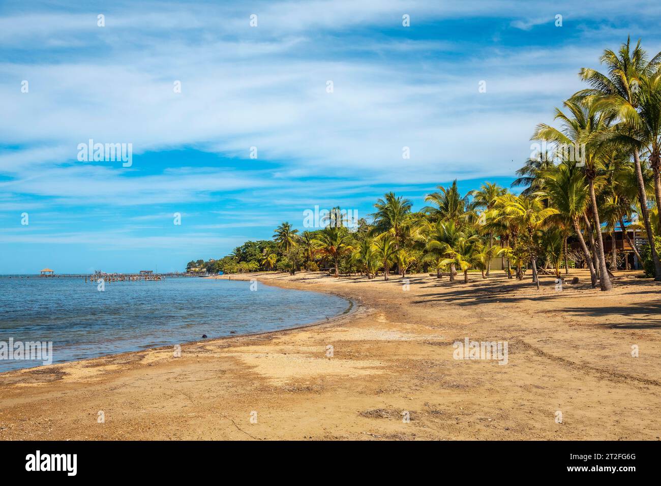 Der wunderschöne Strand von Sandy Bay auf Roatan Island. Honduras Stockfoto