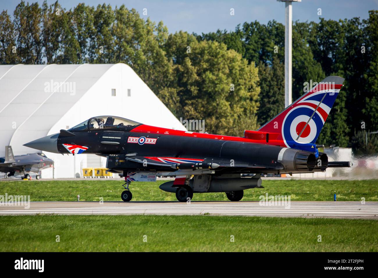 Royal Air Force Typhoon Jet in Demo-Lackierung, Ostrava, Tschechische Republik. Stockfoto