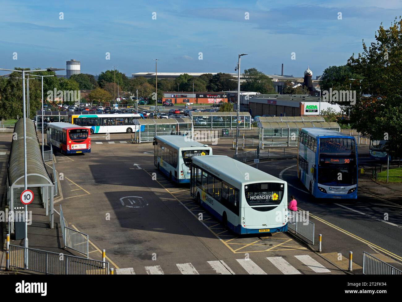 Die Bushaltestelle, Scunthorpe, Lincolnshire, England Großbritannien Stockfoto