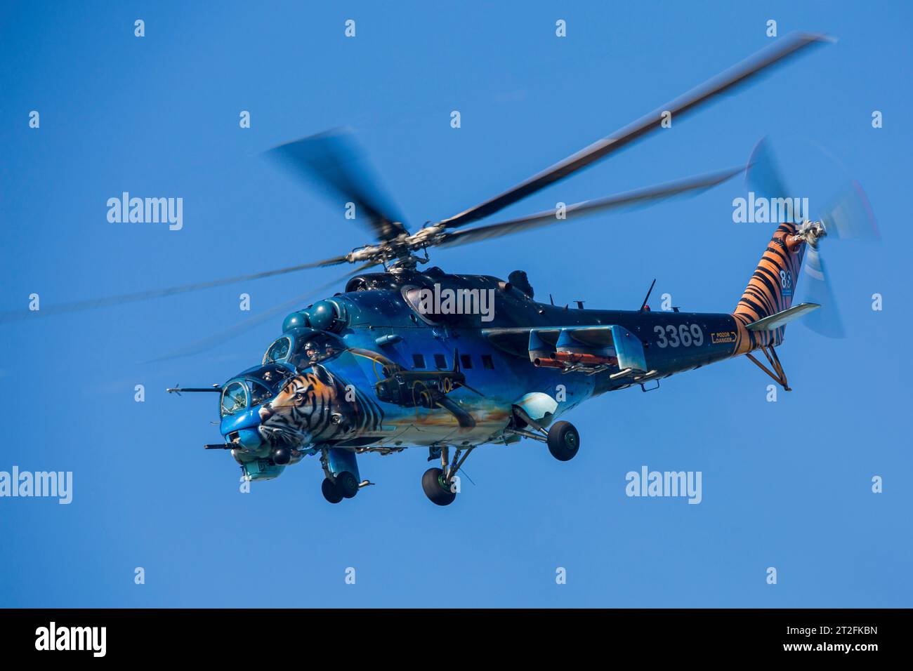 Mi-24 Hubschrauberlandung der tschechischen Luftwaffe. Stockfoto
