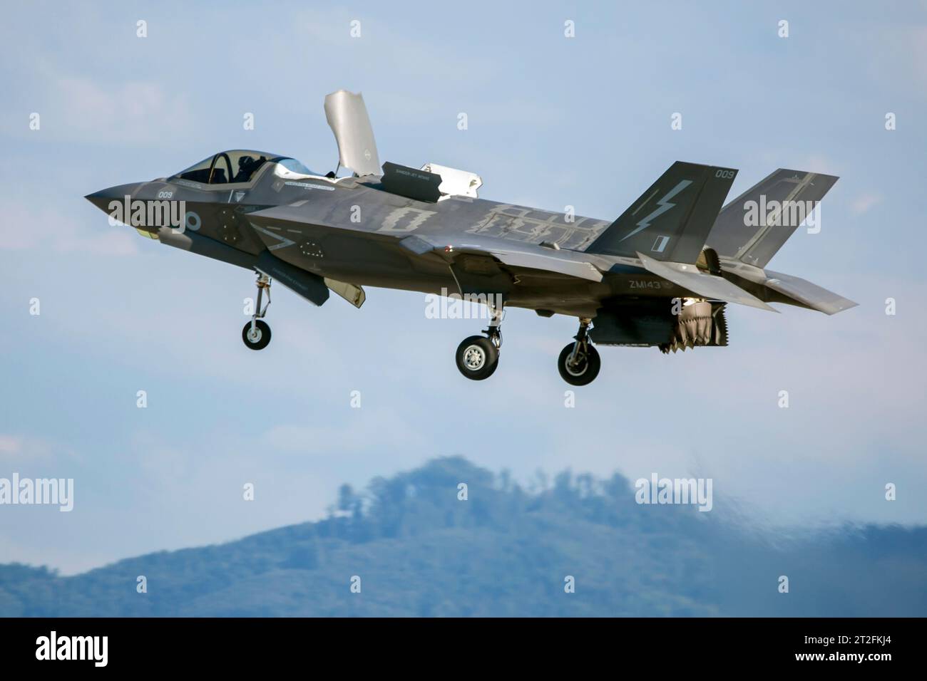 F-35B Blitz der Royal Air Force im Anflug. Stockfoto