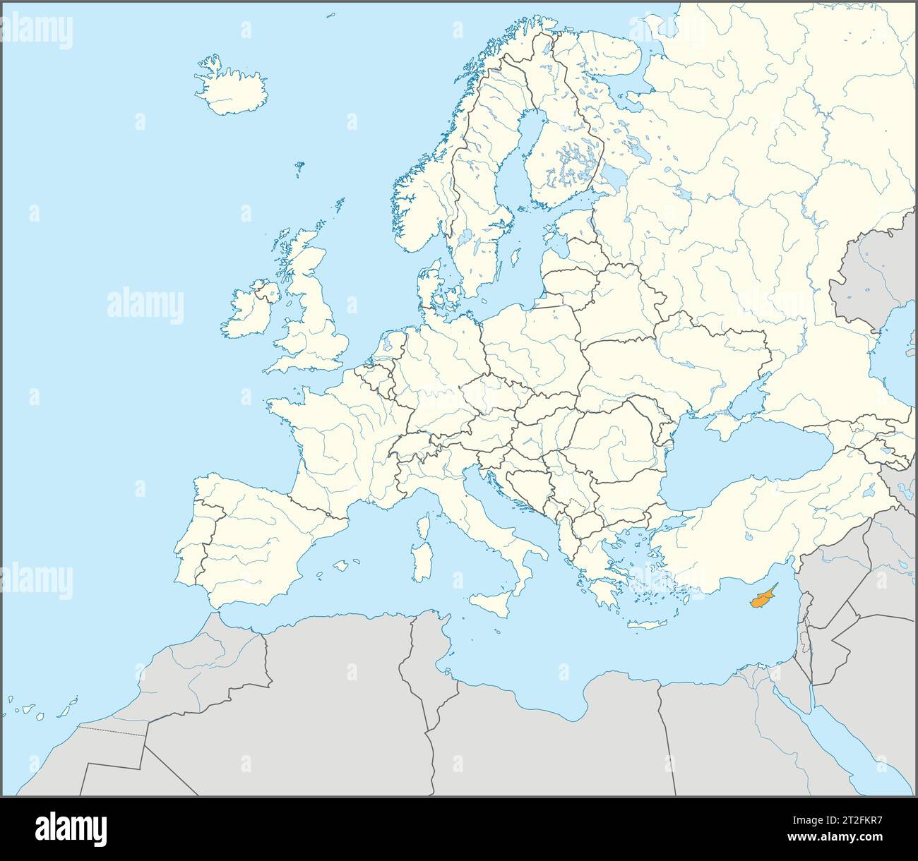 Lageplan der REPUBLIK ZYPERN, EUROPA Stock Vektor