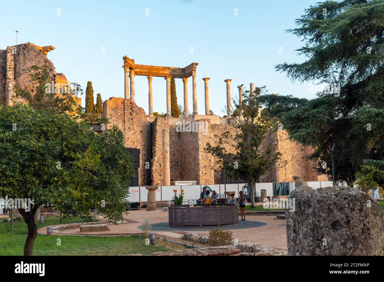 Römische Ruinen von Merida, Peristil des römischen Theaters. Extremadura, Spanien Stockfoto