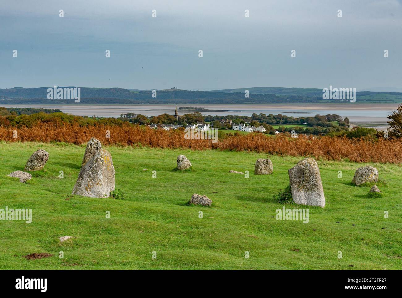 Birkrigg Stone Circle, Bardsea, Ulverston, Cumbria, Großbritannien. Stockfoto