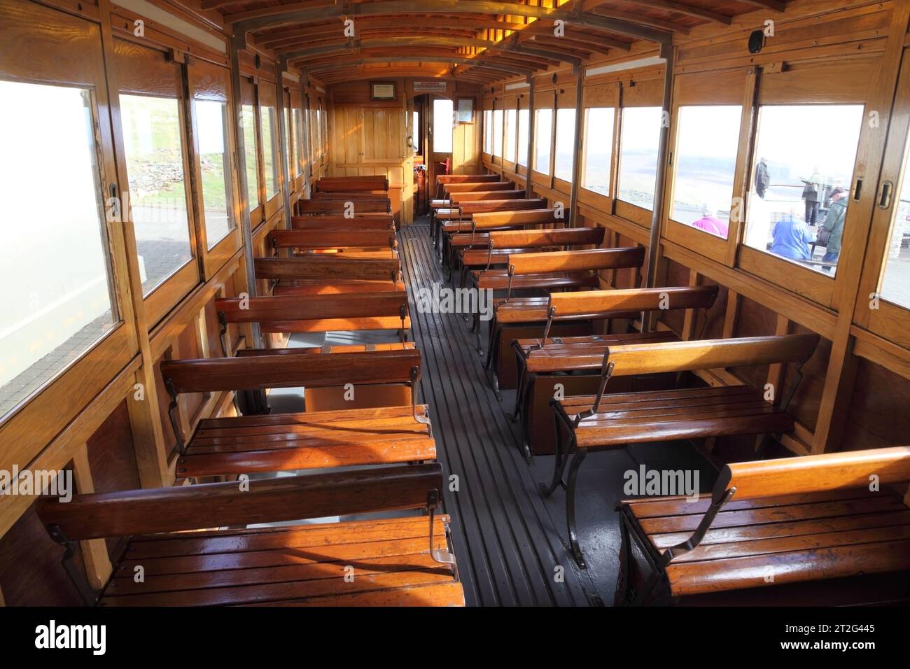 Innenraum des Snaefell Mountain Railway Cars, Isle of man. Stockfoto