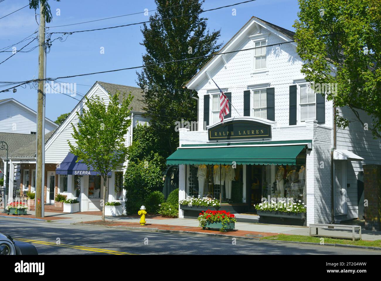 Architektur im Stadtzentrum von Southampton, den Hamptons, Long Island, New York, USA Stockfoto