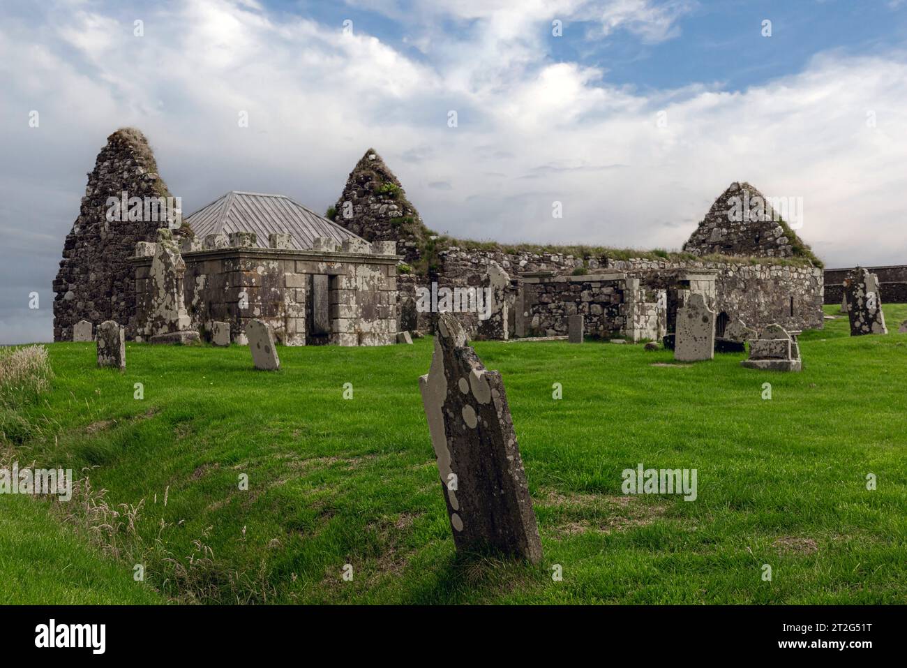 St Columba’s Church in Isle of Lewis ist eine der wenigen erhaltenen Rundkirchen in Schottland. Stockfoto